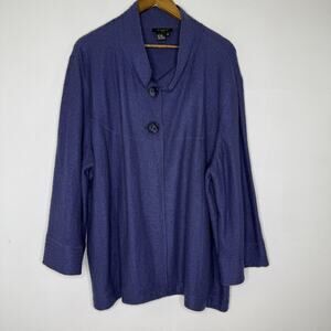 Sandro Woman Sweater Womens 3X Purple Shawl Collar Button Wool Blend Cardigan